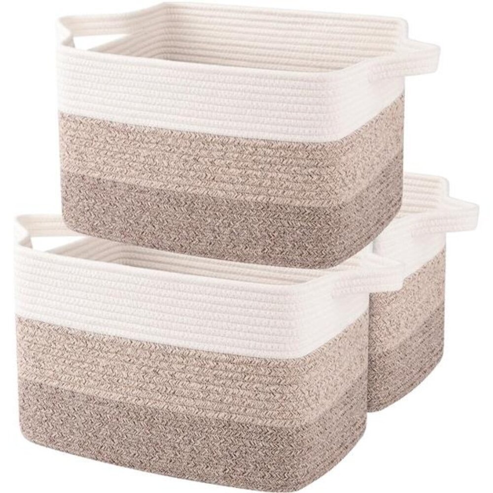 Woven Cotton Rope Basket 13x10x9 Large Storage